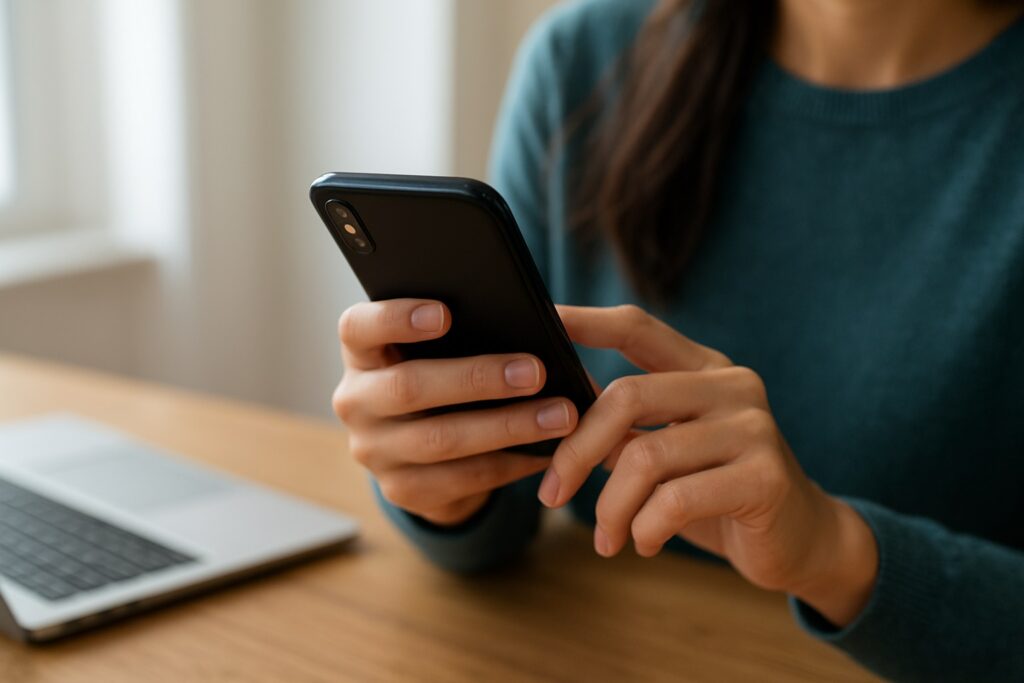 Ethos Life Insurance Review (2025): Fast, Easy Coverage — But Is It Right for You? 1 Person researching Ethos life insurance reviews on a smartphone and laptop.