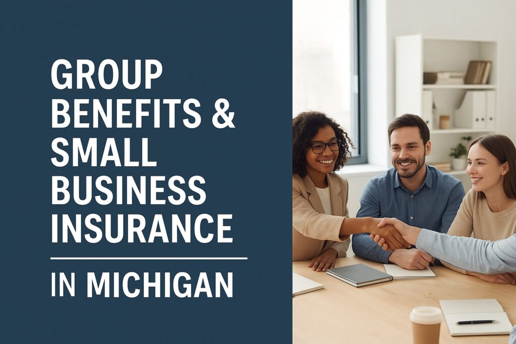 Group Benefits & Small Business Insurance in Michigan 1 Agent shaking hand with HR after discussing group benefits and small business insurance in Michigan