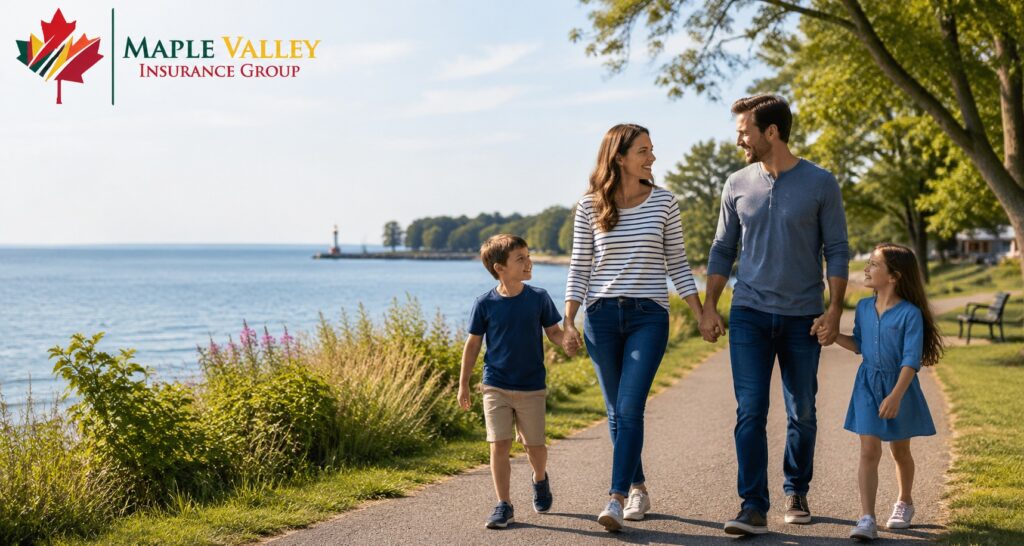 Family walking along the Lake Michigan landscape on a nice sunny day in Southwest Michigan.